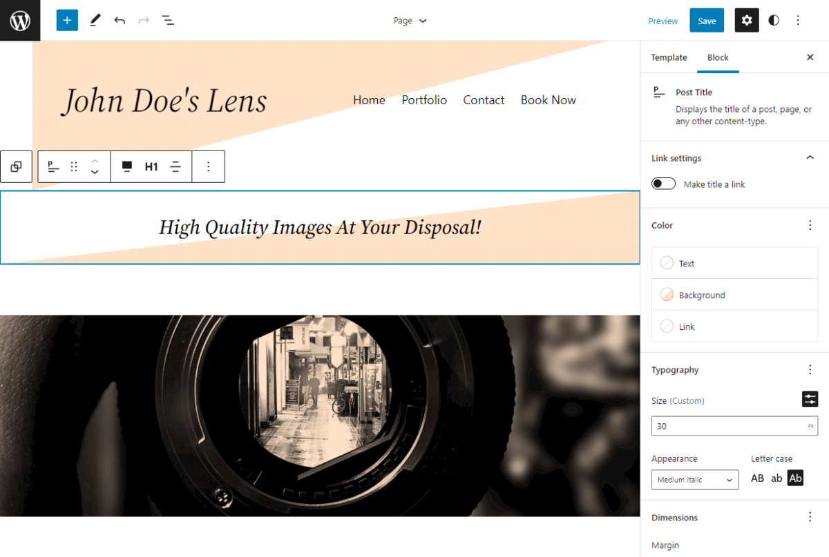 Design page