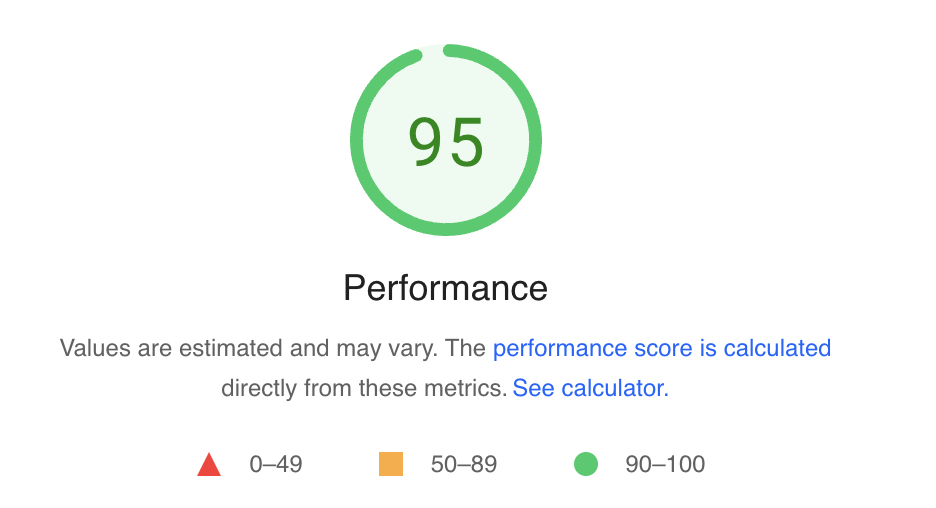 PageSpeed Insights 95
