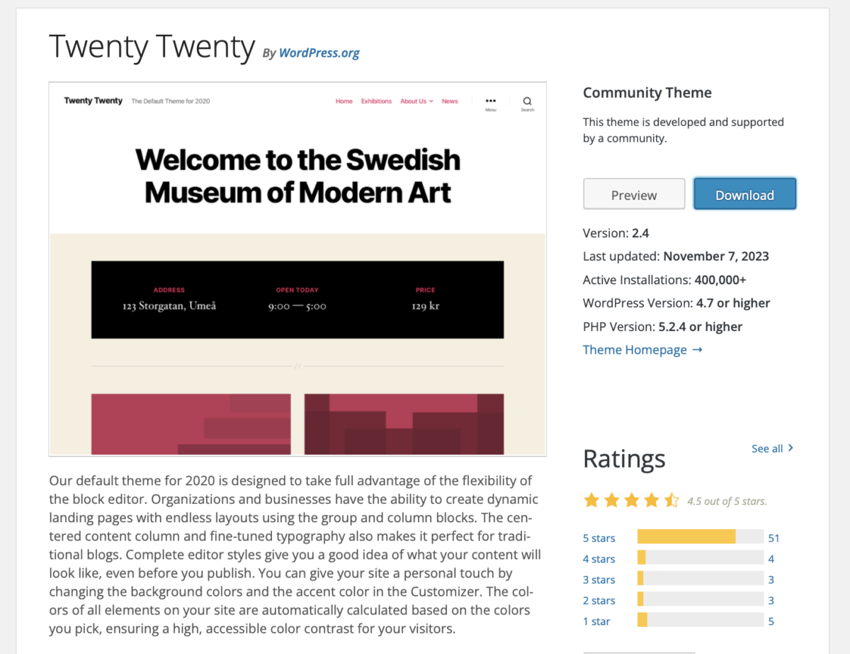 Twenty Twenty theme