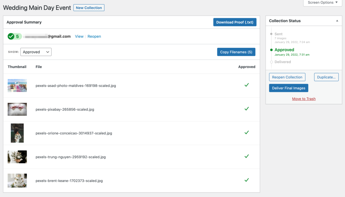 Approval Summary Example