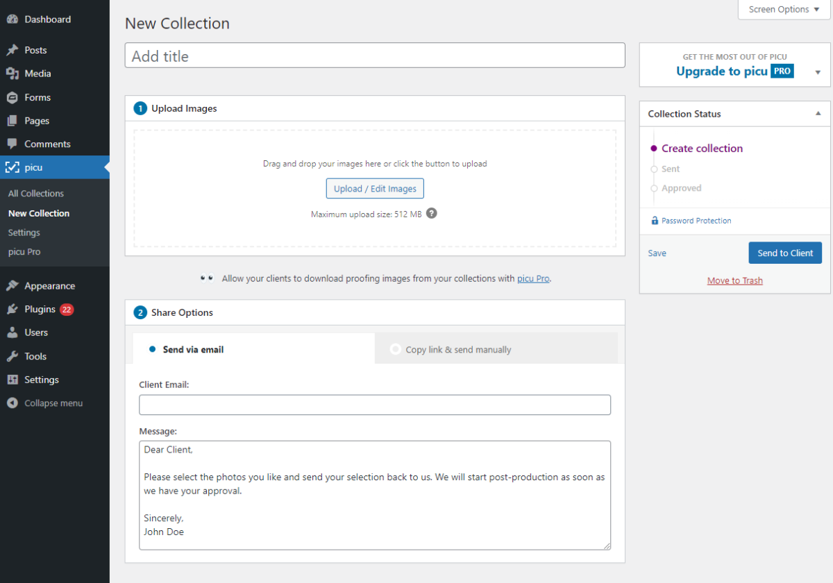 Create Collection Picu