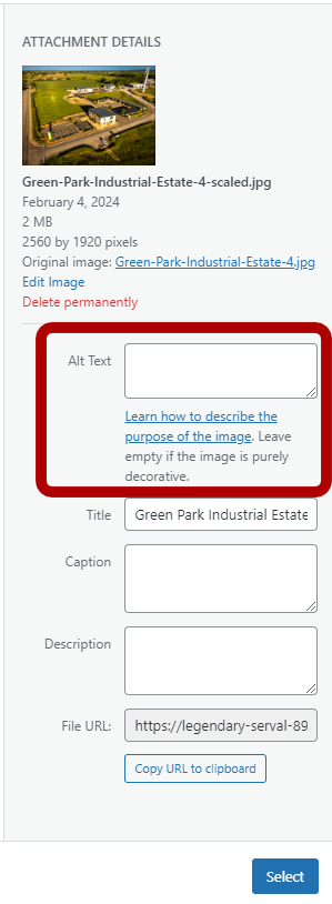 Set Image Alt Text