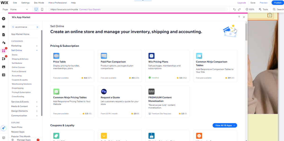 E-commerce Integration - Wix