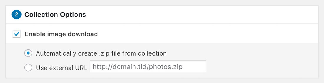 picu Download Add-On collection options